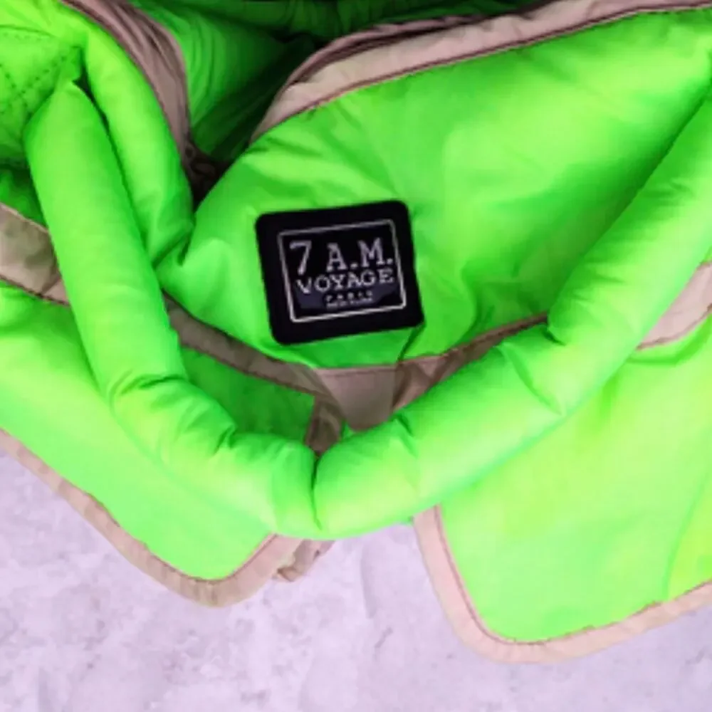 7 A.M. Enfant Voyage Puffer Neon Green Diaper Weekender Travel Bag